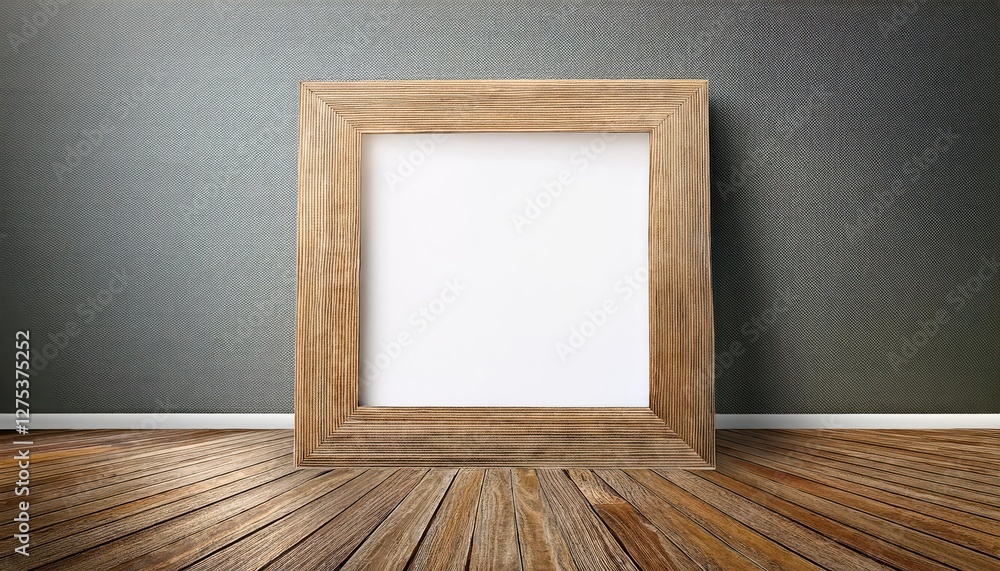 Elegant 3D Wooden Frame Showcasing Modern Minimalist Design, Set Against a Warm Rustic Floor, Offering a Versatile Backdrop for Digital Art or Home Decor. Elegant 3D Wooden Frame Showcasing Modern Minimalist Design, Set Against a Warm Rustic Floor, Offering a Versatile Backdrop for Digital Art or Home Decor.