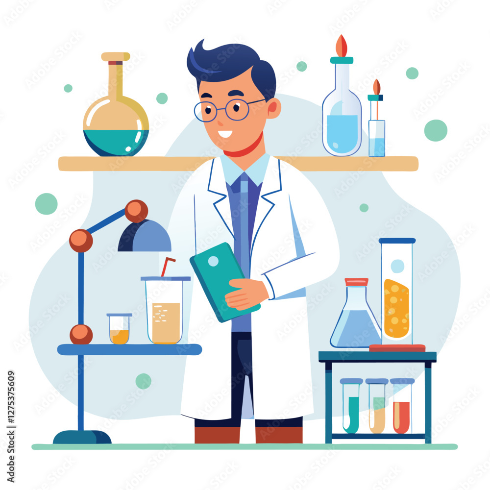 doctor doing his research in his lab vector doctor doing his research in his lab vector