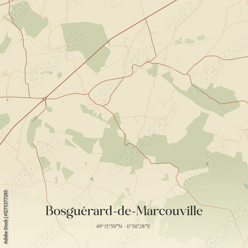Vintage map of Bosguérard-de-Marcouville, France.