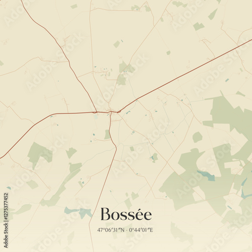 Vintage map of Bossée, France.