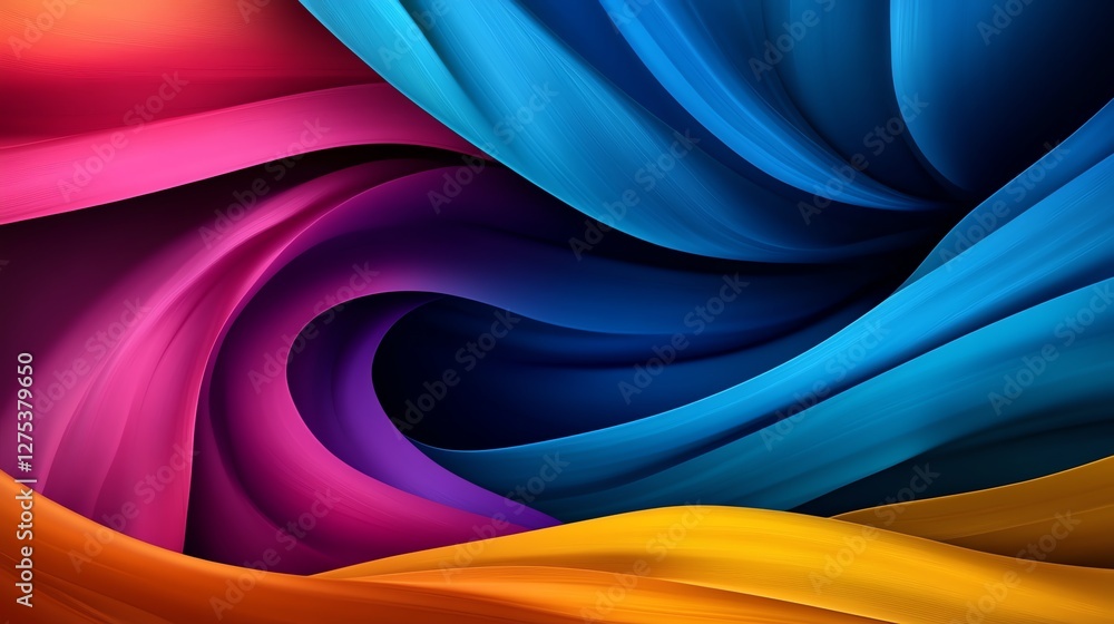 Fototapeta premium Vibrant pink, blue, and yellow fluid gradient with organic flowing shapes. Ultra-sharp, hyper-realistic mobile wallpaper, perfect for a stylish phone background. Cinematic lighting, 4K quality