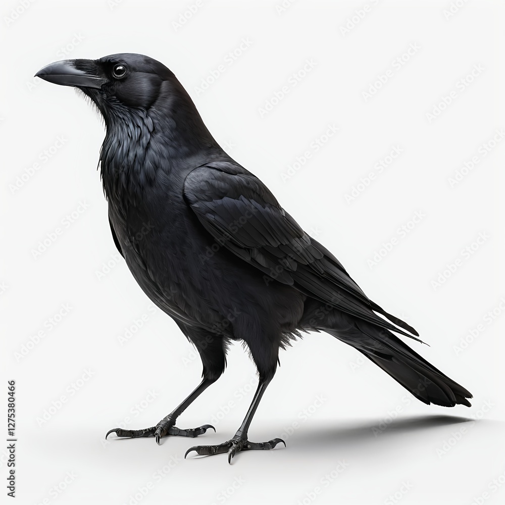 Obraz premium Black Raven Bird Isolated on White Background