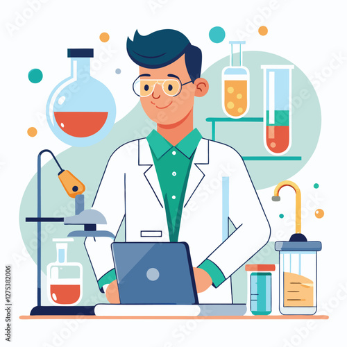 doctor doing his research in his lab vector