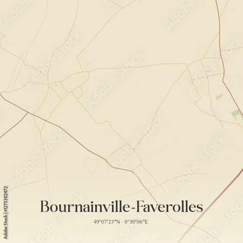 Vintage map of Bournainville-Faverolles, France.