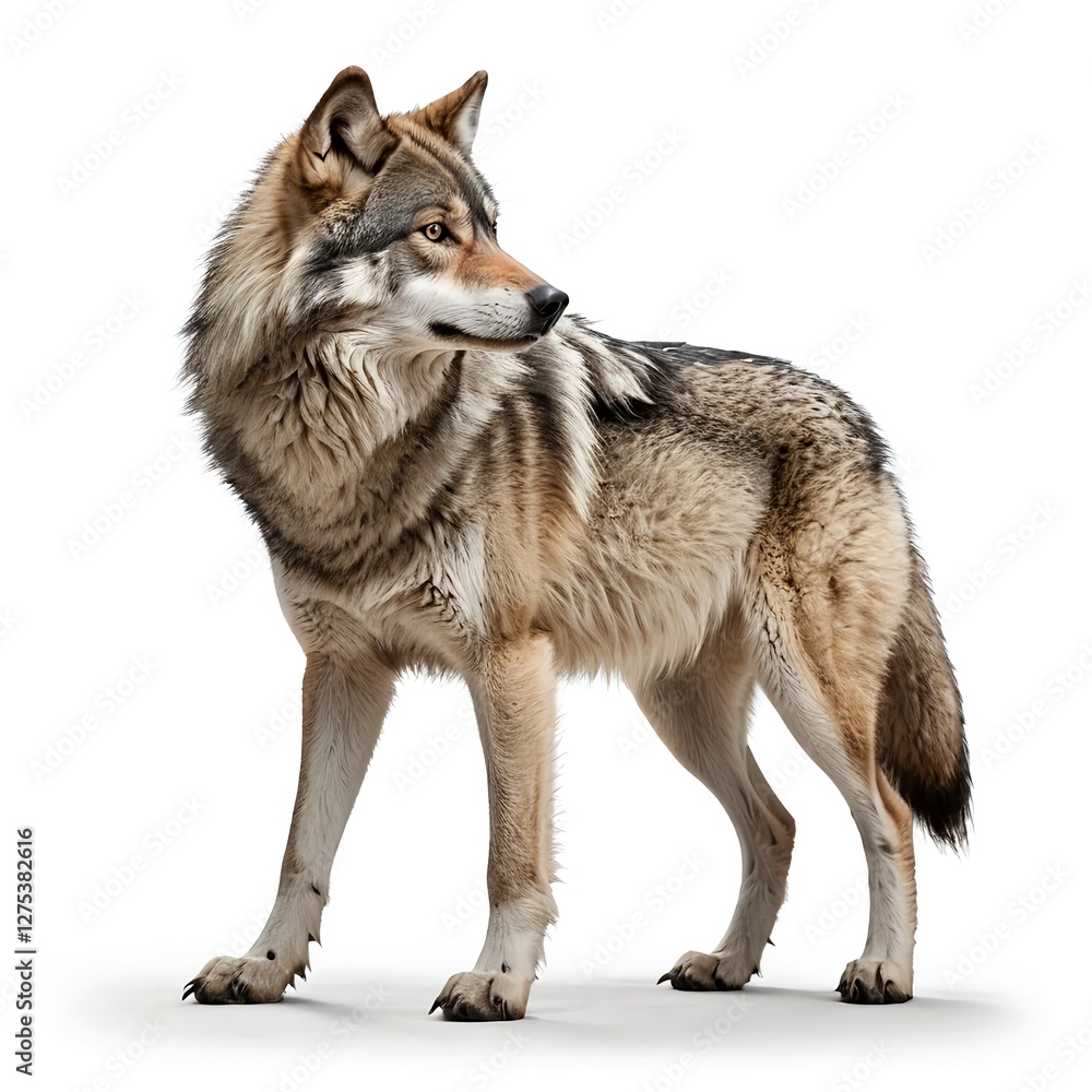 Majestic Gray Wolf Standing Profile Majestic Gray Wolf Standing Profile