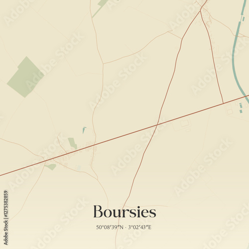 Vintage map of Boursies, France.