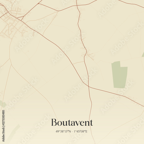 Vintage map of Boutavent, France.