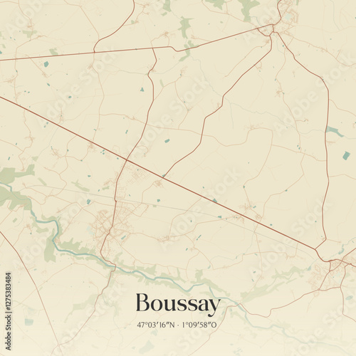 Vintage map of Boussay, France.