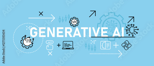 Generative AI conceptual artificial intelligence generative media generation generate system image synthesis icon design illustration