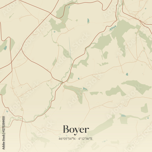 Vintage map of Boyer, France.