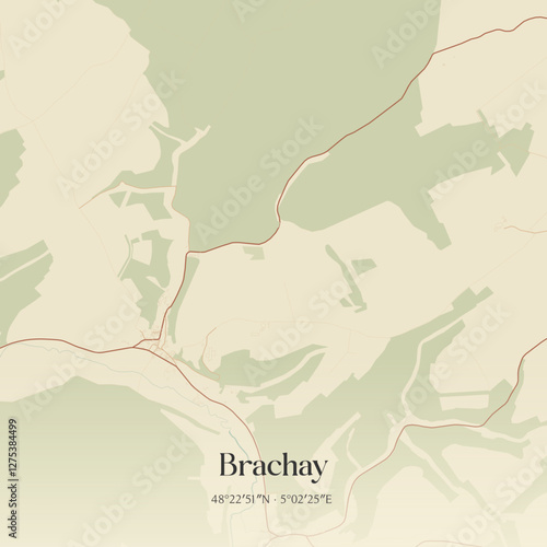Vintage map of Brachay, France.