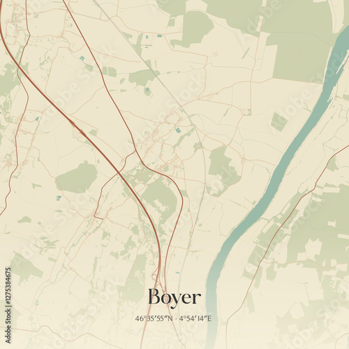 Vintage map of Boyer, France.