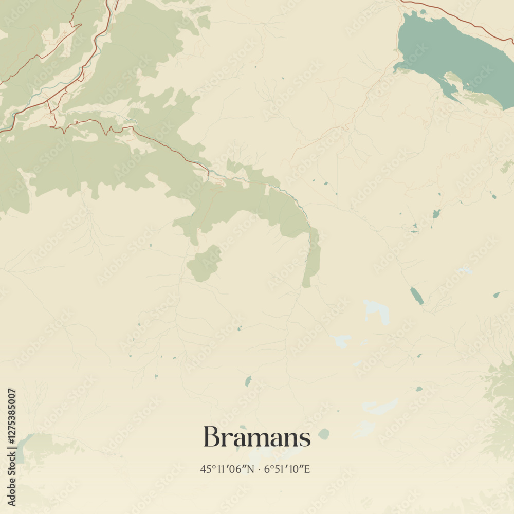 Obraz premium Vintage map of Bramans, France.