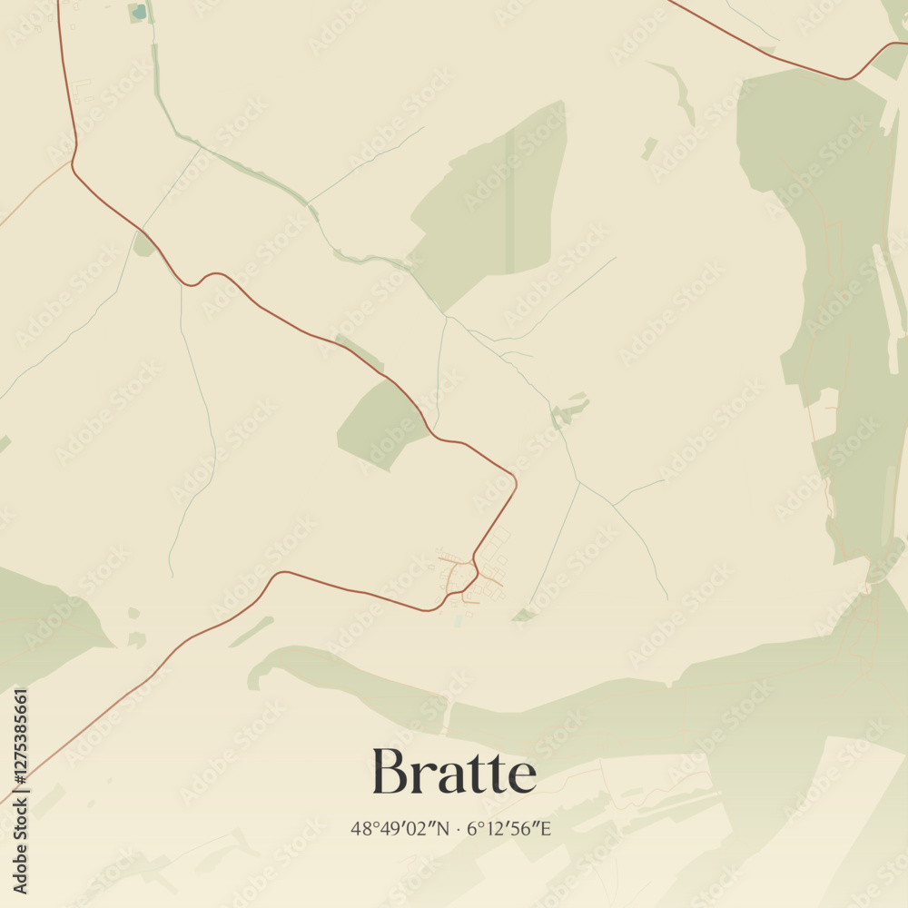 Obraz premium Vintage map of Bratte, France.