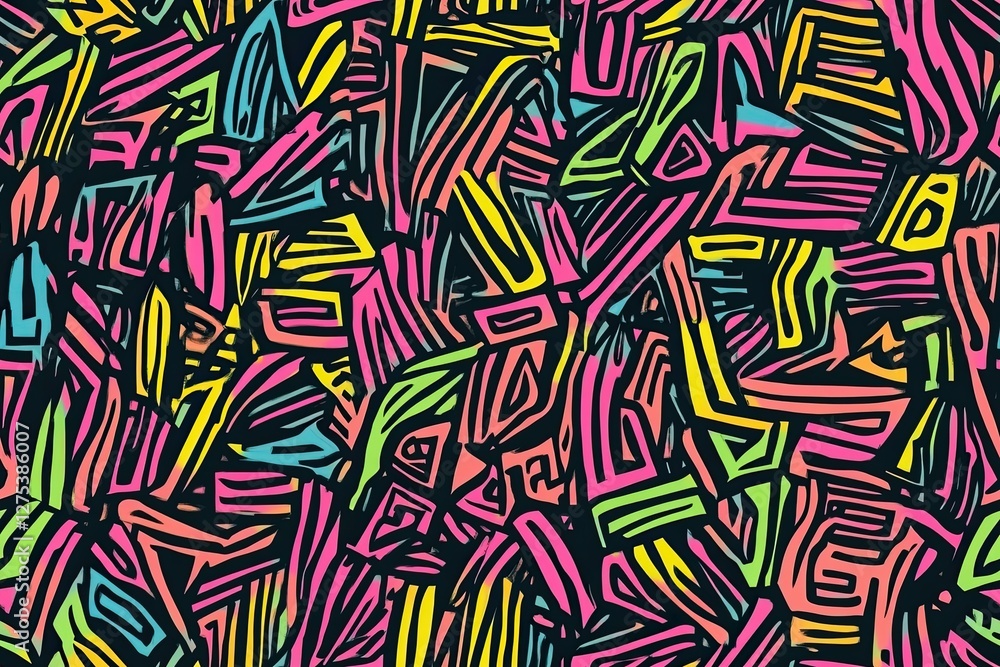 Colorful abstract design with intricate shapes and patterns in vibrant hues of pink, green, and yellow Colorful abstract design with intricate shapes and patterns in vibrant hues of pink, green, and yellow