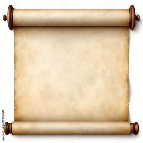 Ancient Papyrus Scroll with Wooden Rollers