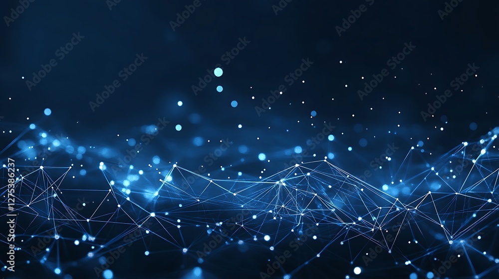 A Stunning Abstract Background with Blue Lights and Network Connections A Stunning Abstract Background with Blue Lights and Network Connections