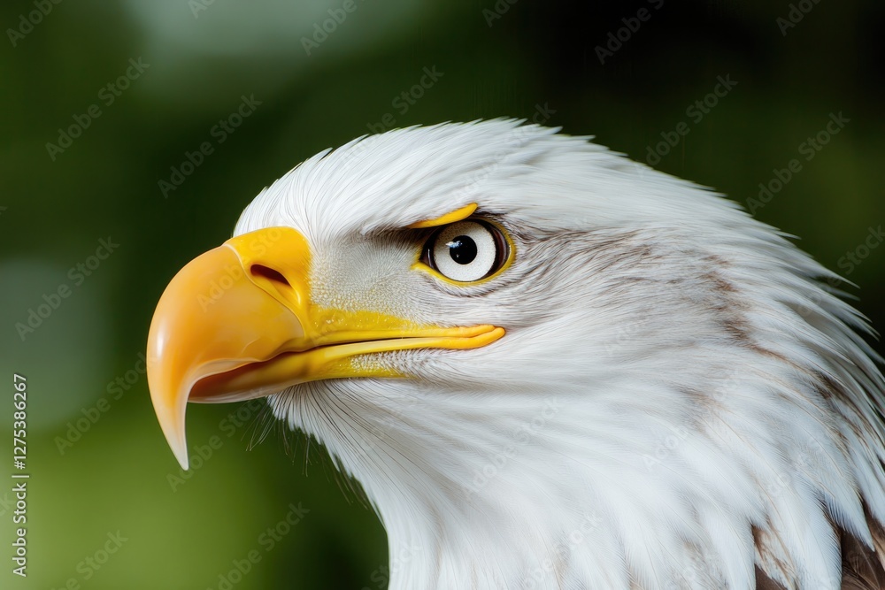 Majestic eagle with piercing gaze showcases vibrant feathers and Majestic eagle with piercing gaze showcases vibrant feathers and