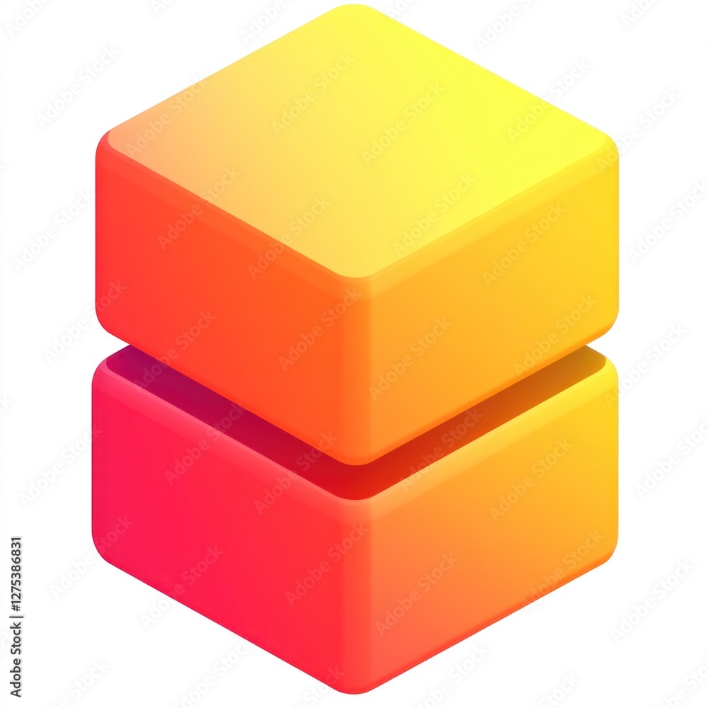 Fototapeta premium Two vibrant cubes, gradient colors, stacked.