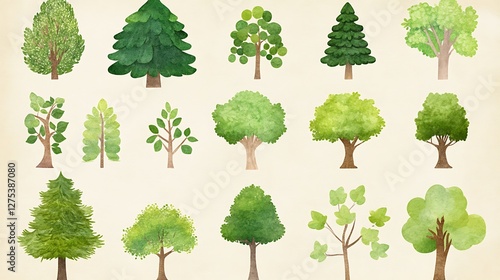A Beautiful Forest Pattern with Various Trees