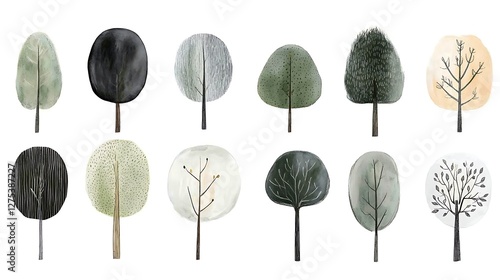 A Beautiful Forest Pattern with Various Trees