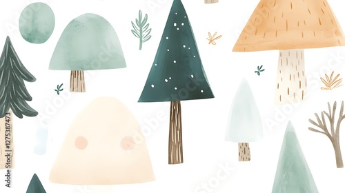 A Beautiful Forest Pattern with Various Trees