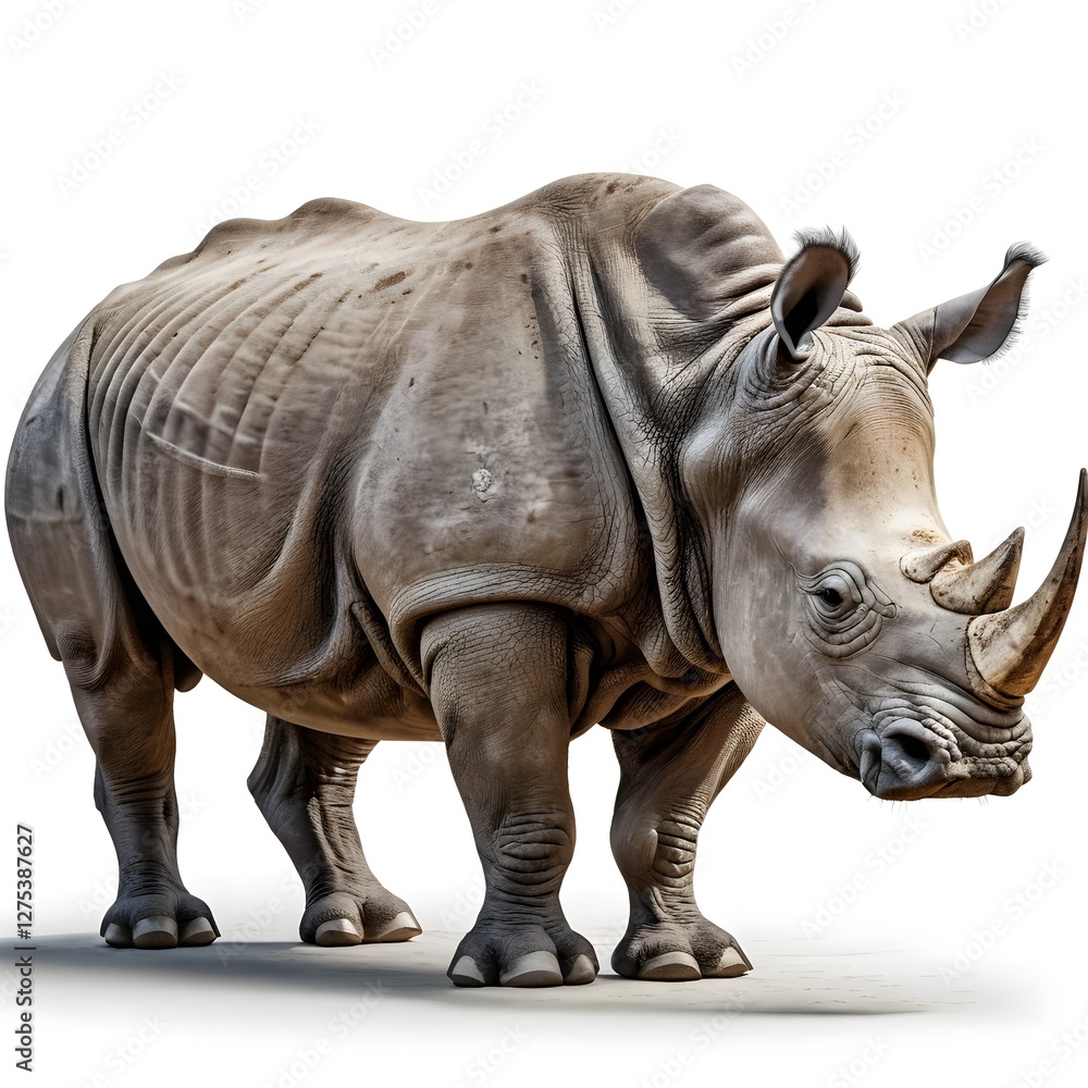 White Rhinoceros Isolated on White Background White Rhinoceros Isolated on White Background