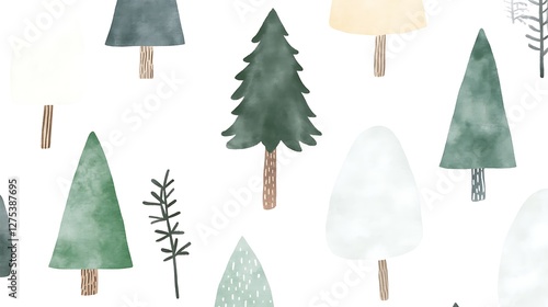 A Beautiful Forest Pattern with Various Trees