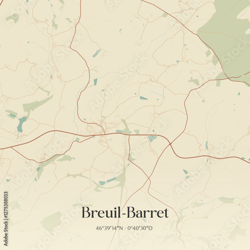 Vintage map of Breuil-Barret, France.