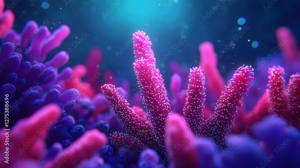 Fototapeta premium Vibrant Coral Reef Underwater Scene with Colorful Marine Life