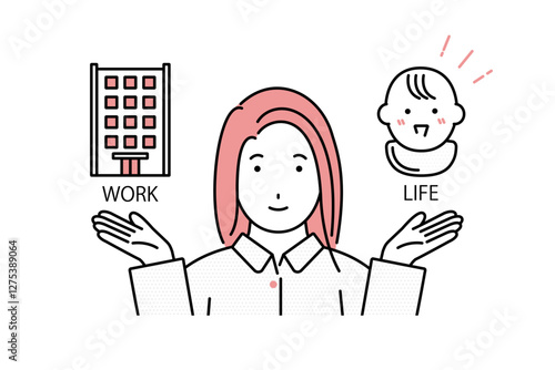 ワークライフバランスを考える私服のビジネスウーマン