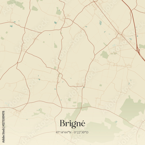 Vintage map of Brigné, France.