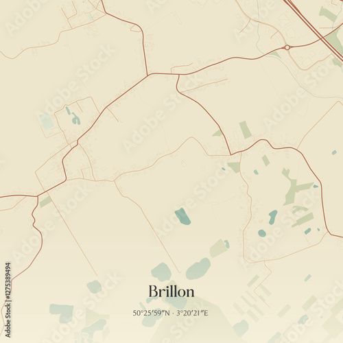Vintage map of Brillon, France.