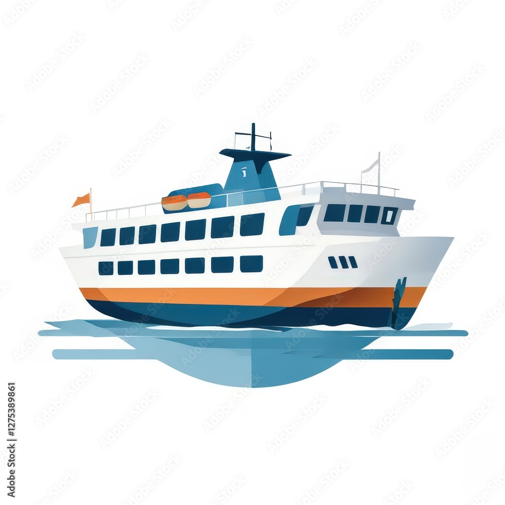 Obraz premium an AI Image Generator, Illustration of a Passenger Ferry