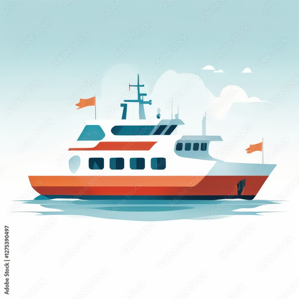 Fototapeta premium an AI Image Generator, Illustration of a Passenger Ferry