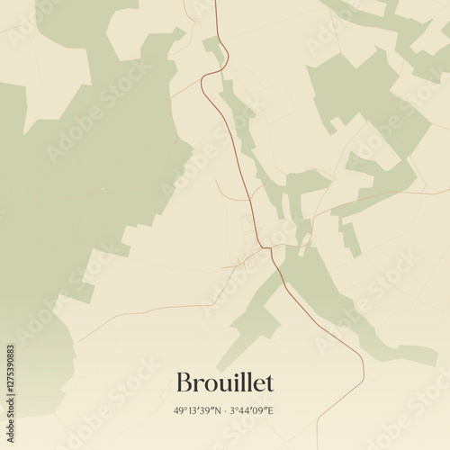 Vintage map of Brouillet, France.