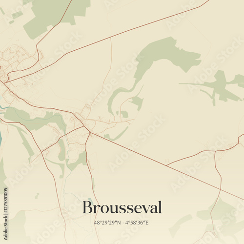 Vintage map of Brousseval, France.
