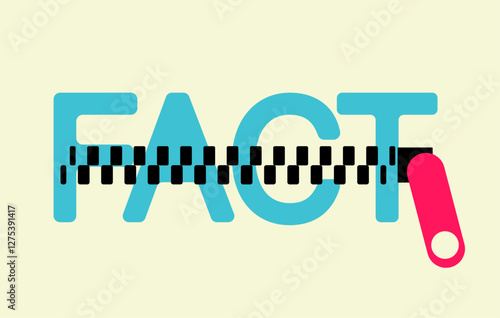 Fact and opinion suppressed with zipper illustration