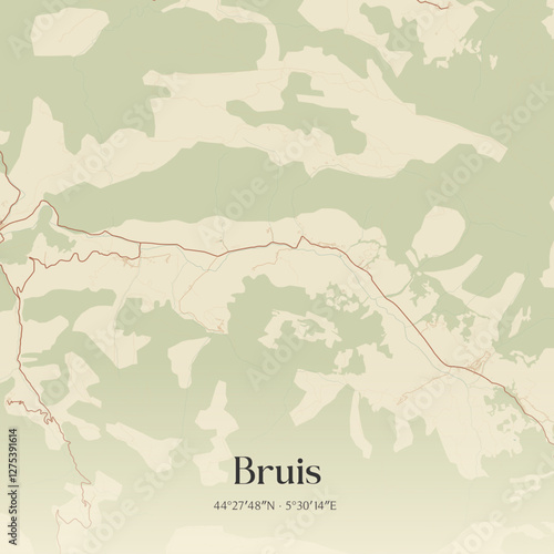 Vintage map of Bruis, France.