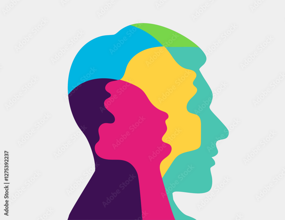 Person screaming inside one person, showcasing anger of someone illustration Person screaming inside one person, showcasing anger of someone illustration