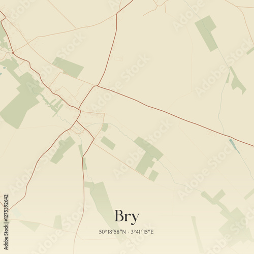 Vintage map of Bry, France.
