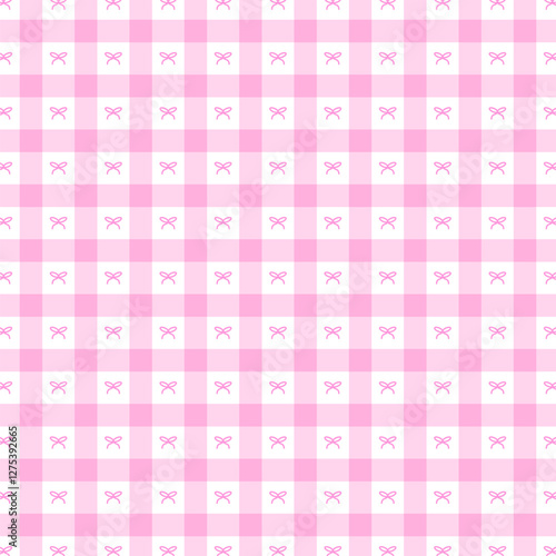 seamless pink pattern with ribbon coquette aesthetic illustration 