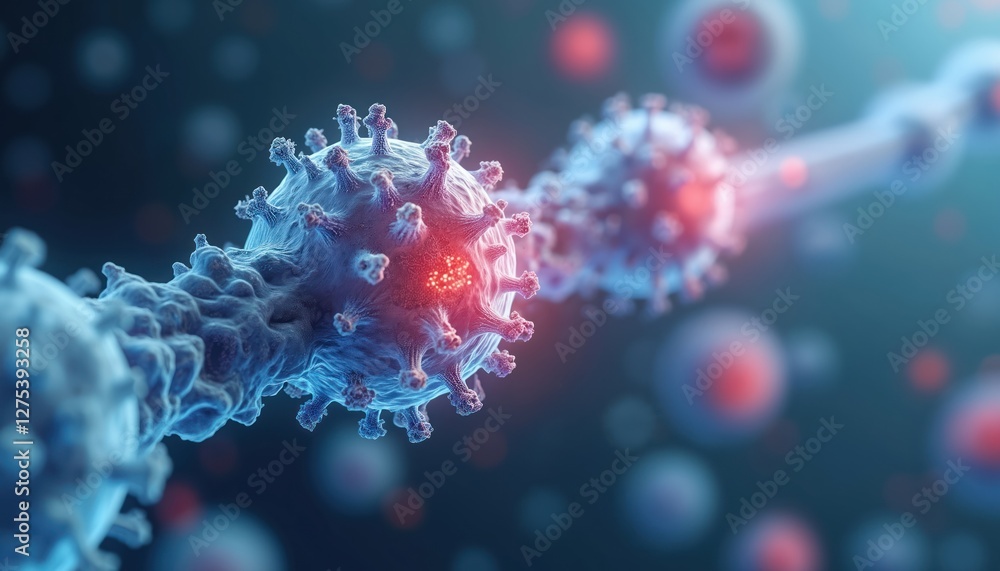 Close-up of chimeric antigen receptor CAR T-Cell therapy. Genetically modified T cells express special protein. Abstract 3d render of cell structure for medical usage. Close-up of chimeric antigen receptor CAR T-Cell therapy. Genetically modified T cells express special protein. Abstract 3d render of cell structure for medical usage.