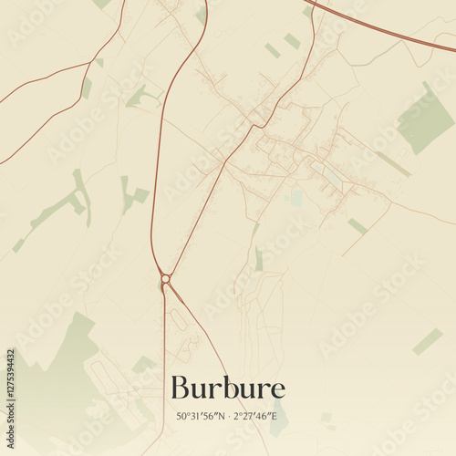 Vintage map of Burbure, France.