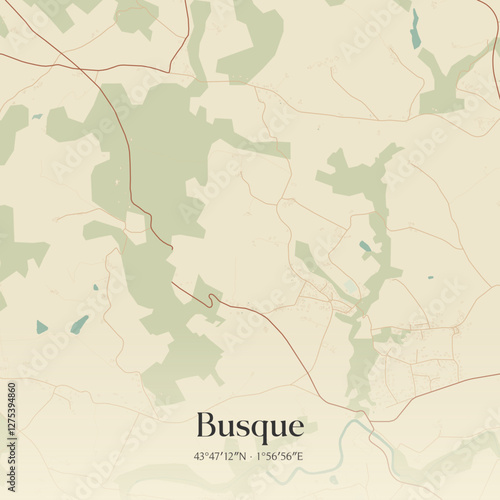 Vintage map of Busque, France.