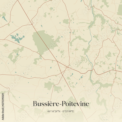 Vintage map of Bussière-Poitevine, France.
