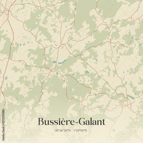 Vintage map of Bussière-Galant, France.