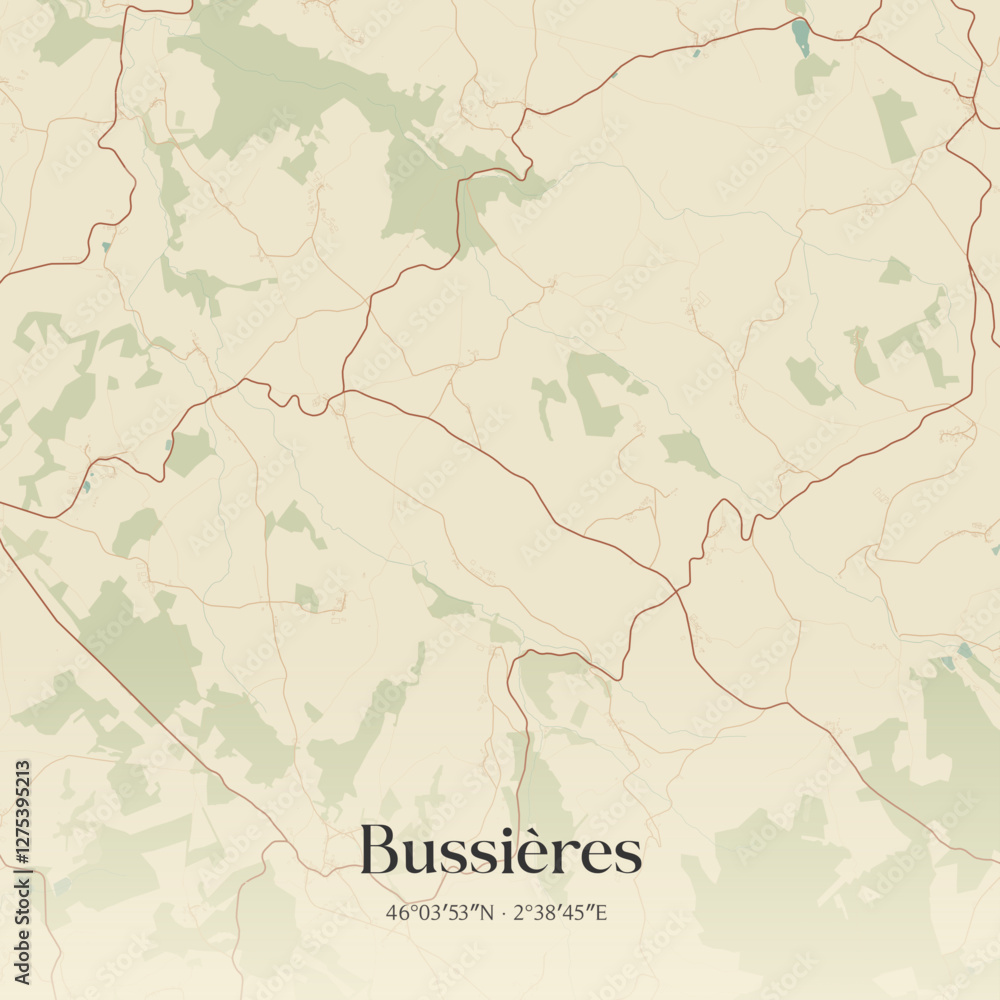 Naklejka premium Vintage map of Bussières, France.