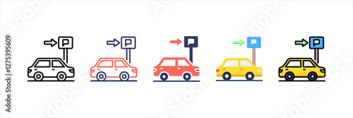 Parking Multistyle Icon Set