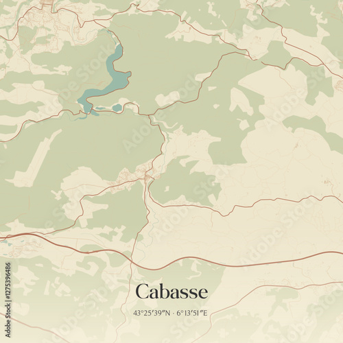 Vintage map of Cabasse, France.